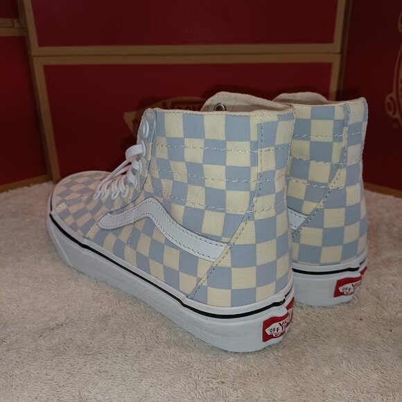 Vans Men's 5.5/Women's 7 Sk8-Hi Tapered Checkerboard Zen Blue/White VN0A4U16XHX - Picture 2 of 12